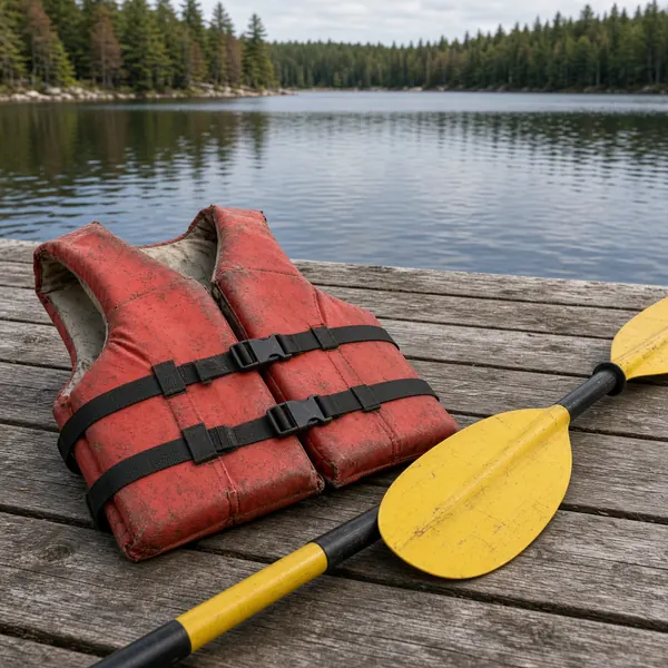 Life jacket and kayak paddle